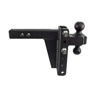 Bulletproof Hitches 2.0" Adjustable Heavy Duty (22,000lb Rating) 8" Drop/Rise Trailer Hitch with 2" and 2 5/16" Dual Ball (Black Textured Powder Coat, Solid Steel)