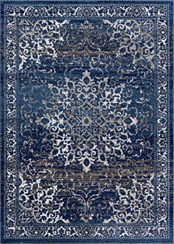 Well Woven Coverly Blue & Beige Vintage Medallion Traditional Persian Oriental Area Rug 5 x 7 (5'3" x 7'3") Neutral Modern Shabby Chic Thick Soft Plush Shed Free