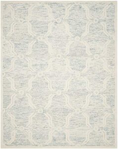 safavieh cambridge collection area rug - 8' x 10', light blue & ivory, handmade moroccan distressed wool, ideal for high traffic areas in living room, bedroom (cam728b)