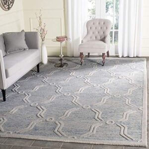 SAFAVIEH Cambridge Collection Area Rug - 8' x 10', Light Blue & Ivory, Handmade Moroccan Distressed Wool, Ideal for High Traffic Areas in Living Room, Bedroom (CAM728B)