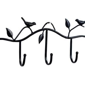 Black Metal 5 Hooks Wall Mount Birds Hook Hanger Rack Holder