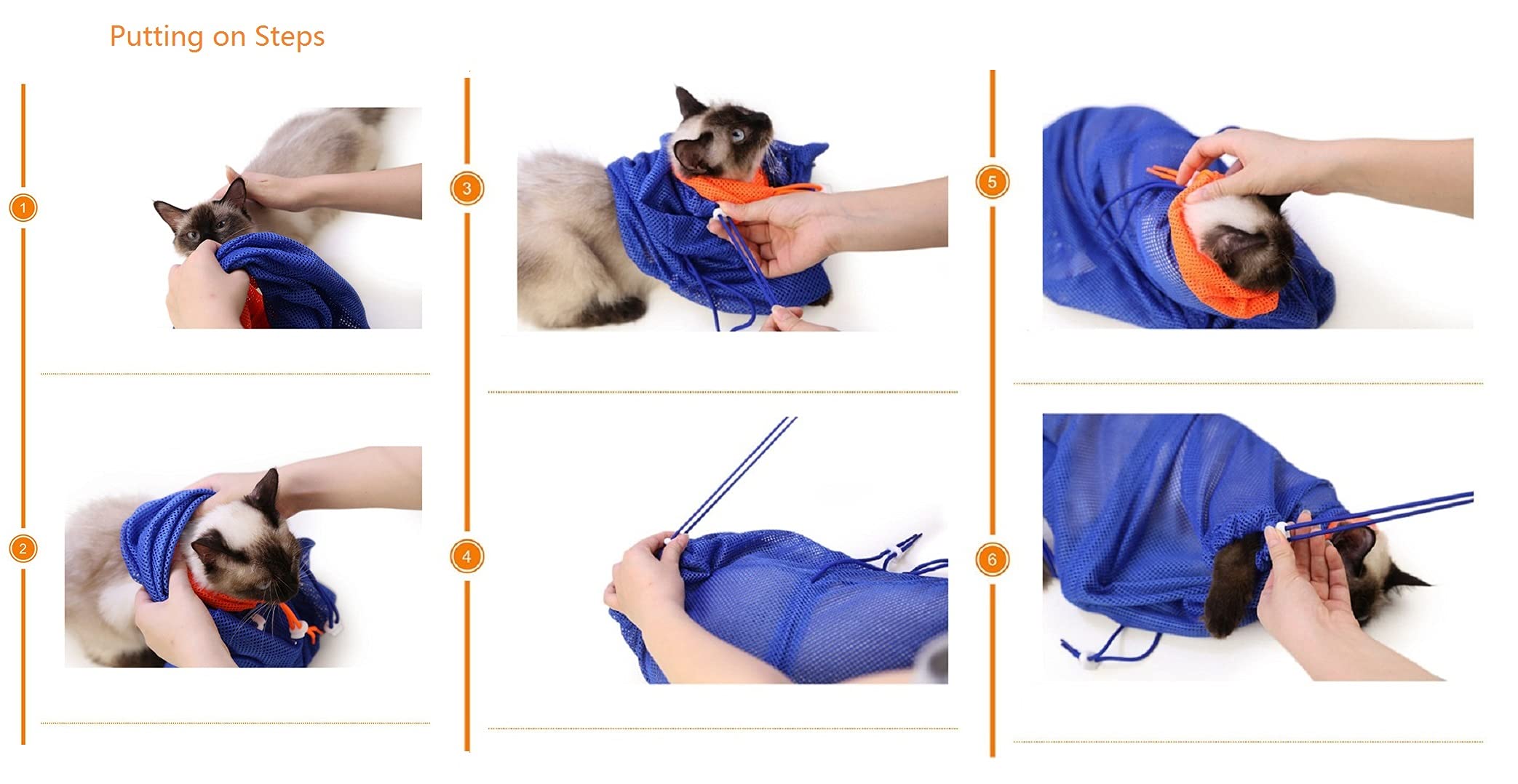 Cat Grooming Bag Puppy Dog Cleaning Polyester Soft Mesh Scratch & Biting Resisted for Bathing Injecting Examining Nail Trimming