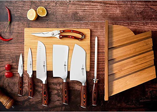 TUO Meat Cleaver 6 inch, Chinese Chopping Knife Cleaver Knives Heavy Duty Bone Chopper Butcher Knife, German Steel & Comfortable Pakkawood Handle, Fiery Series with Gift Box