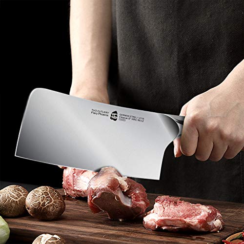 TUO Meat Cleaver 6 inch, Chinese Chopping Knife Cleaver Knives Heavy Duty Bone Chopper Butcher Knife, German Steel & Comfortable Pakkawood Handle, Fiery Series with Gift Box