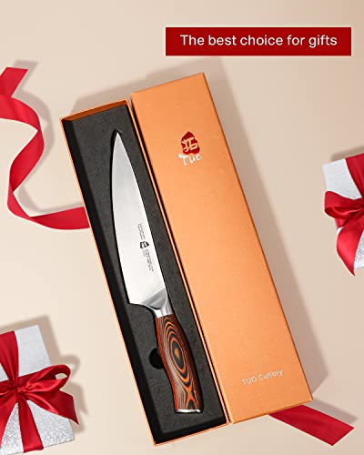 TUO Chef Knife 8 inch Kitchen Knives German High Carbon Stainless Steel Professional Sharp Chopping Knife, Chefs Knife with Pakkawood Handle and Gift Packaging