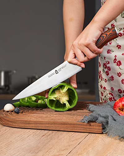 TUO Chef Knife 8 inch Kitchen Knives German High Carbon Stainless Steel Professional Sharp Chopping Knife, Chefs Knife with Pakkawood Handle and Gift Packaging
