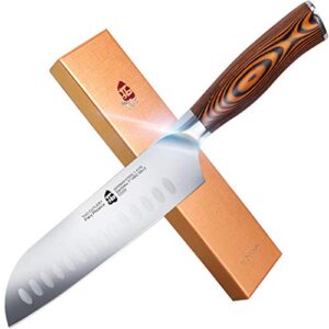 TUO Santoku Knife - 7 inch Kitchen Knife Japanese Chef Knife, High Carbon Stainless Steel Chef Knife, Ergonomic Pakkawood Handle, Gift Box - Fiery Phoenix Series