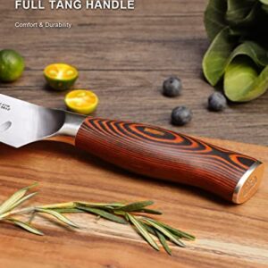 TUO Santoku Knife - 7 inch Kitchen Knife Japanese Chef Knife, High Carbon Stainless Steel Chef Knife, Ergonomic Pakkawood Handle, Gift Box - Fiery Phoenix Series