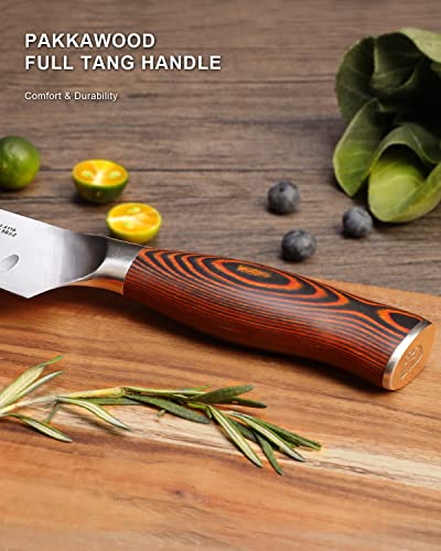 TUO Santoku Knife - 7 inch Kitchen Knife Japanese Chef Knife, High Carbon Stainless Steel Chef Knife, Ergonomic Pakkawood Handle, Gift Box - Fiery Phoenix Series