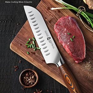 TUO Santoku Knife - 7 inch Kitchen Knife Japanese Chef Knife, High Carbon Stainless Steel Chef Knife, Ergonomic Pakkawood Handle, Gift Box - Fiery Phoenix Series