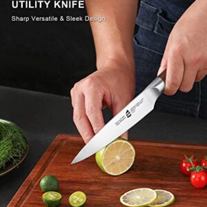 TUO Utility Knife, Small Kitchen Knife, 5 inch Paring Knife High Carbon German Stainless Steel Cutlery with Ergonomic Pakkawood Handle