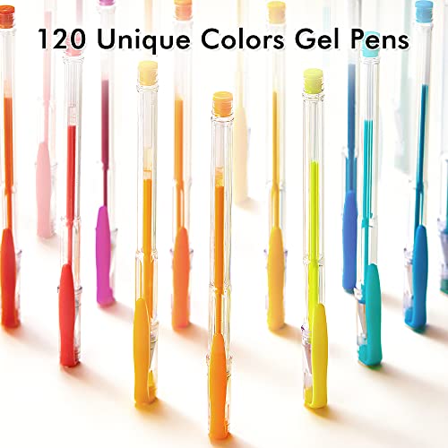 Shuttle Art 120 Unique Colors (No Duplicates) Gel Pens Gel Pen Set for Adult Coloring Books Art Markers