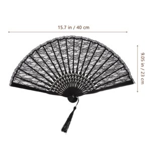 OULII Hand Fan Paper Fans Wedding Fans for Party Favor Fancy Dress (Black)