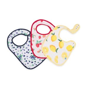 little unicorn cotton muslin classic bib 3 pack– 100% cotton – machine washable - softer with every wash – playful designs - 3 lightweight, breathable layers – for boys and girls (berry lemonade)