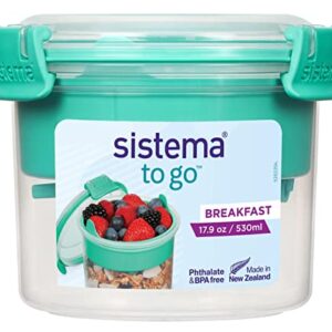 Sistema To Go Collection Breakfast Bowl Food Storage Container, 17.9 oz./0.5 L, Clear/Pink