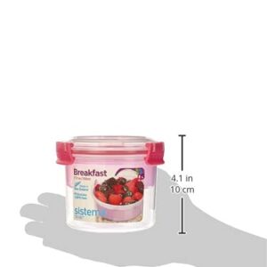 Sistema To Go Collection Breakfast Bowl Food Storage Container, 17.9 oz./0.5 L, Clear/Pink