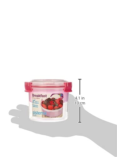 Sistema To Go Collection Breakfast Bowl Food Storage Container, 17.9 oz./0.5 L, Clear/Pink