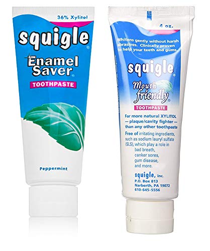 Squigle Enamel Saver Toothpaste (Canker Sore Prevention & Treatment) Prevents Cavities, Perioral Dermatitis, Bad Breath, Chapped Lips - 6 Pack