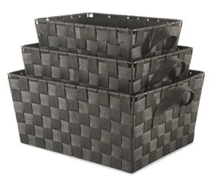 whitmor woven strap storage baskets s/3-espresso
