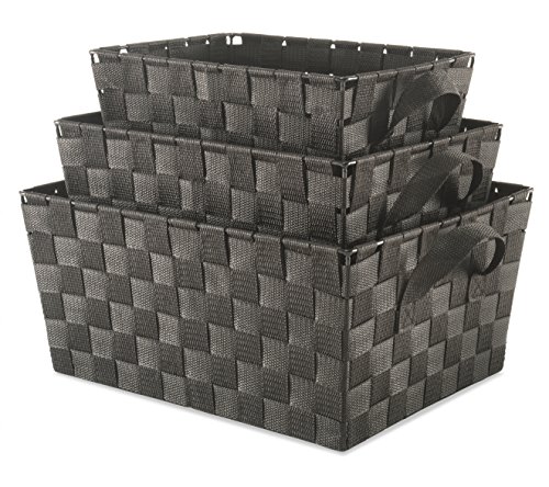 Whitmor Woven Strap Storage Baskets S/3-Espresso