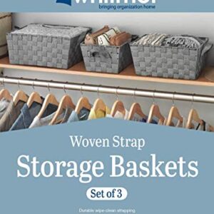 Whitmor Woven Strap Storage Baskets S/3-Gray