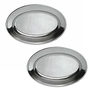 heavy duty mirror polish oval stainless steel platters canapes horduerves serving tray (12"x8") set of 2