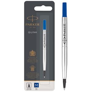 parker quink rollerball pen ink refill, medium, blue