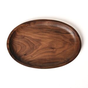 solid wooden serving tray,decorative trays,serving platters for food fruit tea coffee wine premium quality, eco-friendly, oval-shaped - black walnut (small)