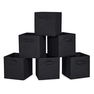 maidmax cloth storage cubes bins with dual handles for home closet nursery drawers organizer, foldable, black, 10.5×10.5×11 inches, set of 6