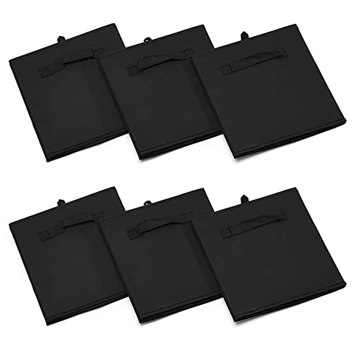 MaidMAX Cloth Storage Cubes Bins with Dual Handles for Home Closet Nursery Drawers Organizer, Foldable, Black, 10.5×10.5×11 inches, Set of 6