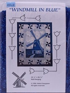 windmill in blue dutch wall hanging windmills quilting quilt kit cotton fabric netherlands holland - sold by the kit m416.02