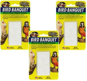 zoo med bird banquet mineral block, 3 pack of 5 ounces each, seed formula