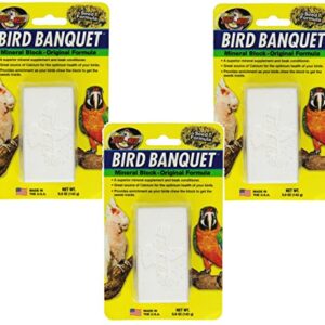 Zoo Med Bird Banquet Mineral Block, 3 Pack of 5 Ounces each, Seed Formula