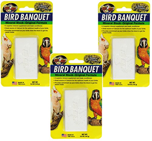 Zoo Med Bird Banquet Mineral Block, 3 Pack of 5 Ounces each, Seed Formula