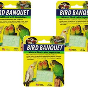 (3 Pack) Zoo Med Laboratories Bird Banquet Vegetable Mineral Block, Small