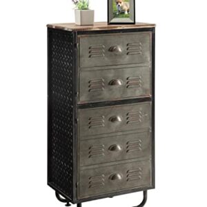4D Concepts Industrial BOOKCASE, Natural distressed wood/Black/Grey