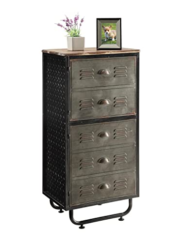 4D Concepts Industrial BOOKCASE, Natural distressed wood/Black/Grey