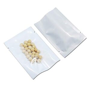 300 pcs 2.4x3.5 inch (usable size 2x3.1 inch) white front clear open top 2.8mil plastic heat seal bags vacuum sealable pouch bag for food storage packets mini packaging with tear notches