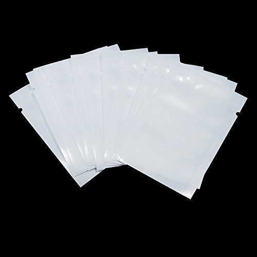 300 Pcs 2.4x3.5 inch (Usable Size 2x3.1 inch) White Front Clear Open Top 2.8mil Plastic Heat Seal Bags Vacuum Sealable Pouch Bag for Food Storage Packets Mini Packaging with Tear Notches