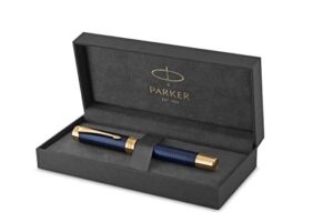 parker duofold centennial fountain pen, prestige blue chevron, fine solid gold nib, black ink and convertor (1931369)