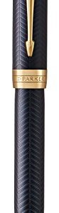 PARKER Duofold Centennial Fountain Pen, Prestige Blue Chevron, Fine Solid Gold Nib, Black Ink and Convertor (1931369)