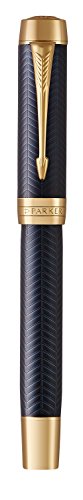 PARKER Duofold Centennial Fountain Pen, Prestige Blue Chevron, Fine Solid Gold Nib, Black Ink and Convertor (1931369)