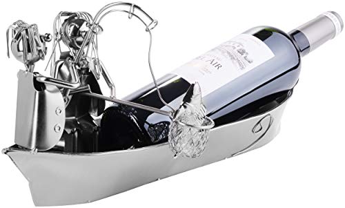 BRUBAKER Wine Bottle Holder Couple in Fishing Boat Sculptures and Figurines Decor Wine Racks and Stands Gifts Decoration