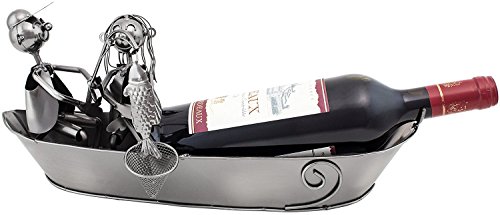 BRUBAKER Wine Bottle Holder Couple in Fishing Boat Sculptures and Figurines Decor Wine Racks and Stands Gifts Decoration