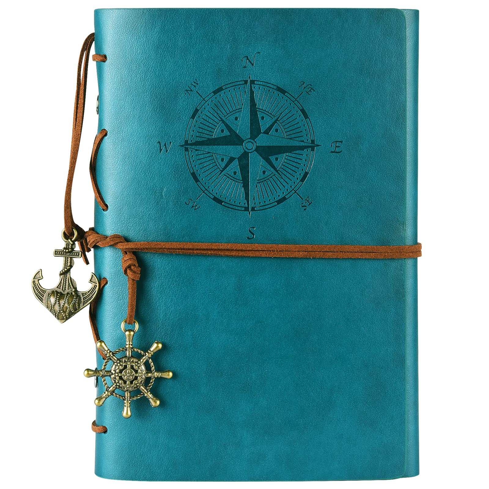 MALEDEN Leather Writing Journal Notebook, Classic Spiral Bound Notebook Refillable Diary Sketchbook Gifts with Unlined Travel Journals to Write in for Girls and Boys (Sky Blue)