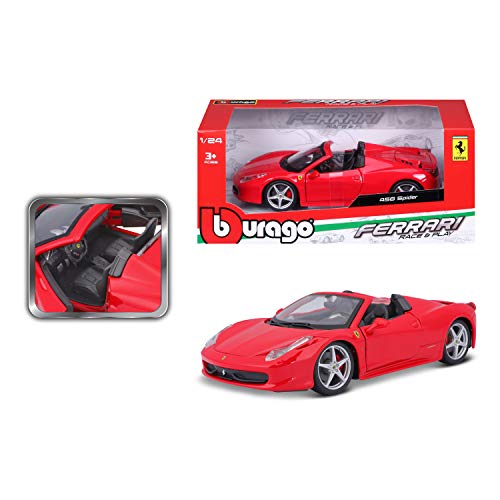 Bburago B18-26017 1:24 Scale Race and Play of The Ferrari 458 Spider Sports Car Die-Cast Model