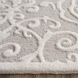 MARTHA STEWART by SAFAVIEH Collection 5' x 8' Whetstone Grey MSR4324A Handmade Marais Scroll Wool Living Room Dining Bedroom Area Rug