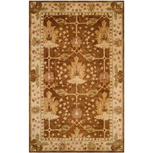safavieh antiquity collection 2' x 3' brown / beige at840b handmade traditional oriental premium wool accent rug