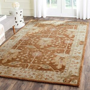 SAFAVIEH Antiquity Collection 2' x 3' Brown / Beige AT840B Handmade Traditional Oriental Premium Wool Accent Rug