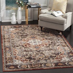 safavieh bijar collection 4' x 6' brown / rust bij648d traditional oriental distressed non-shedding living room bedroom accent rug